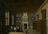 Dirck van Delen A Palace Interior with Cavaliers Cavorting with Nuns painting